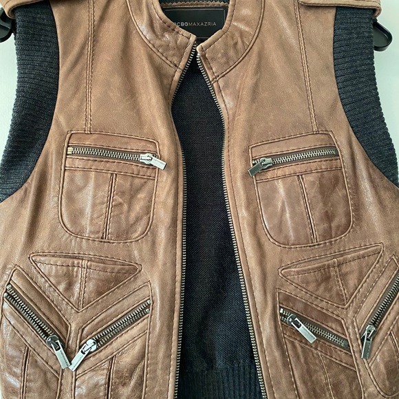 BCBG MaxAzria Leather Bomber Vest - Picture 3 of 7